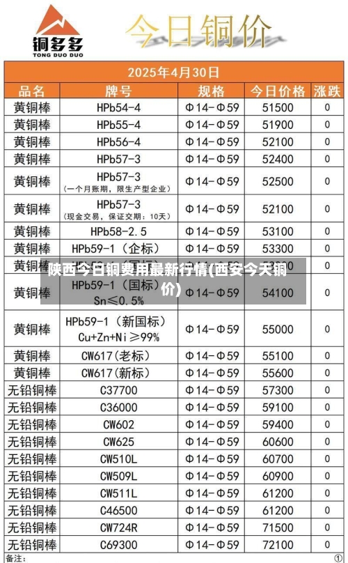陕西今日铜费用最新行情(西安今天铜价)