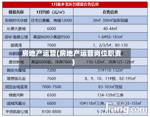 房地产运营(房地产运营岗位职责)