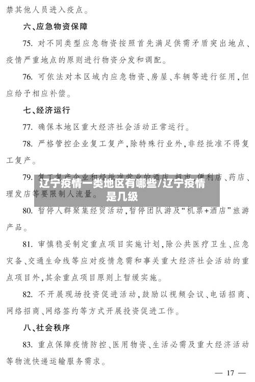 辽宁疫情一类地区有哪些/辽宁疫情是几级