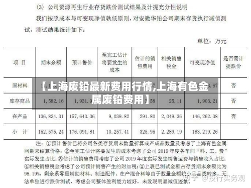 【上海废铅最新费用行情,上海有色金属废铅费用】-第3张图片