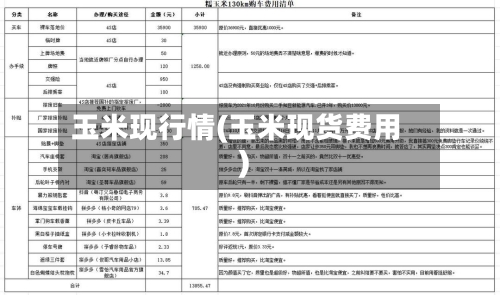玉米现行情(玉米现货费用)
