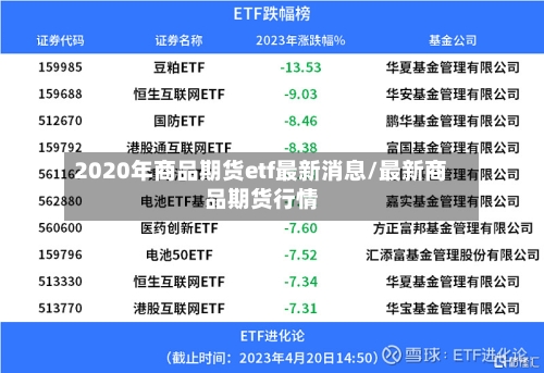 2020年商品期货etf最新消息/最新商品期货行情
