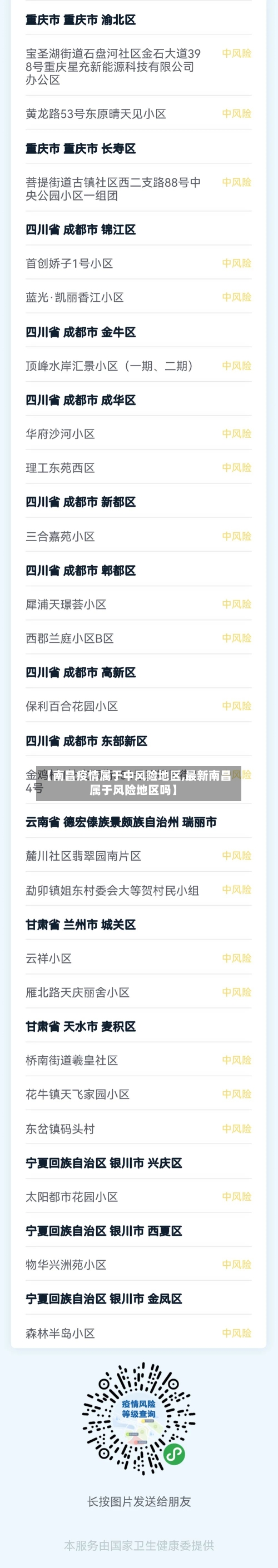 【南昌疫情属于中风险地区,最新南昌属于风险地区吗】