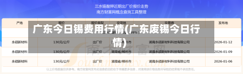 广东今日锡费用行情(广东废锡今日行情)