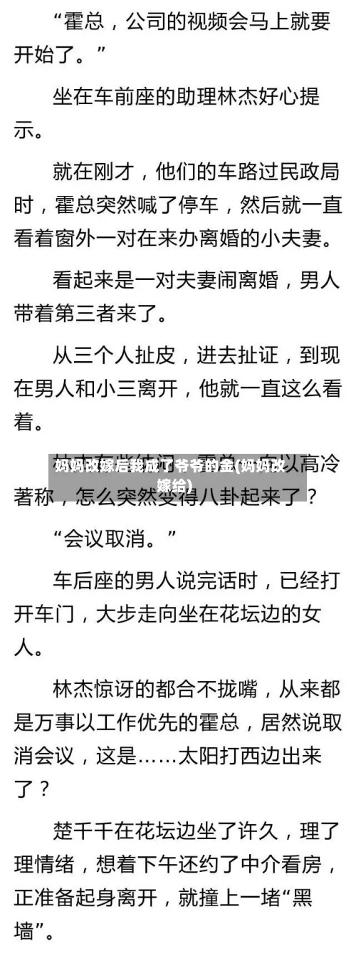 妈妈改嫁后我成了爷爷的金(妈妈改嫁给)-第2张图片