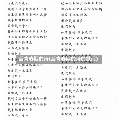 后青春期的诗(后青春期的诗的歌词)-第2张图片
