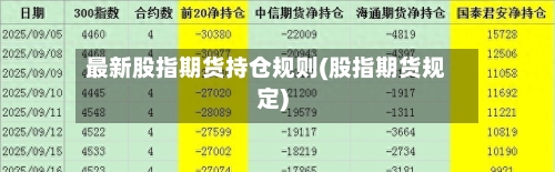 最新股指期货持仓规则(股指期货规定)