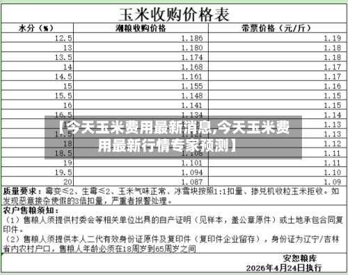【今天玉米费用最新消息,今天玉米费用最新行情专家预测】