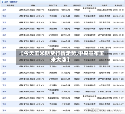 【今天玉米期货行情走势,中央宣布玉米大涨】