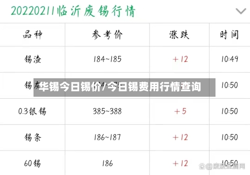 华锡今日锡价/今日锡费用行情查询
