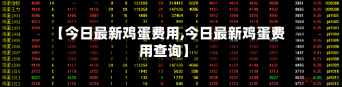 【今日最新鸡蛋费用,今日最新鸡蛋费用查询】