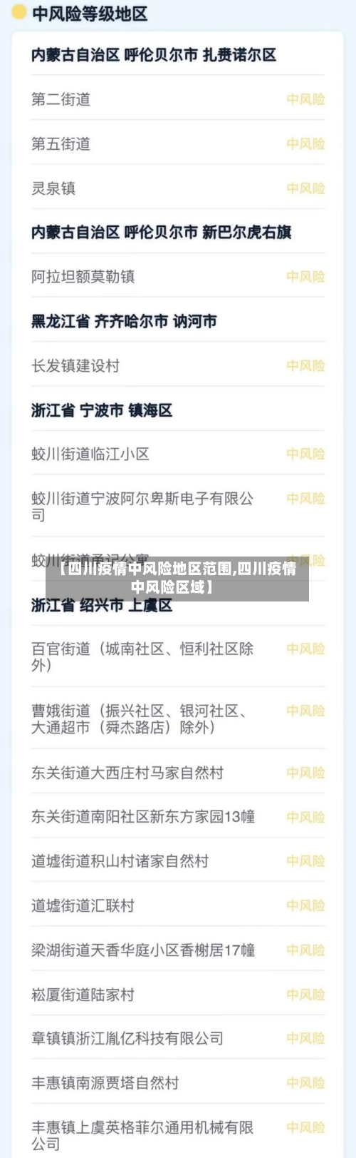 【四川疫情中风险地区范围,四川疫情中风险区域】