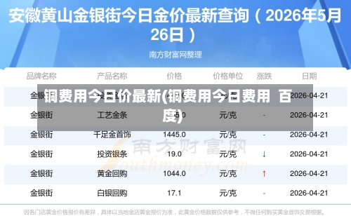 铜费用今日价最新(铜费用今日费用  百度)
