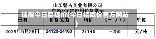 请搜今日铝锭价(今日铝锭价官方网站)