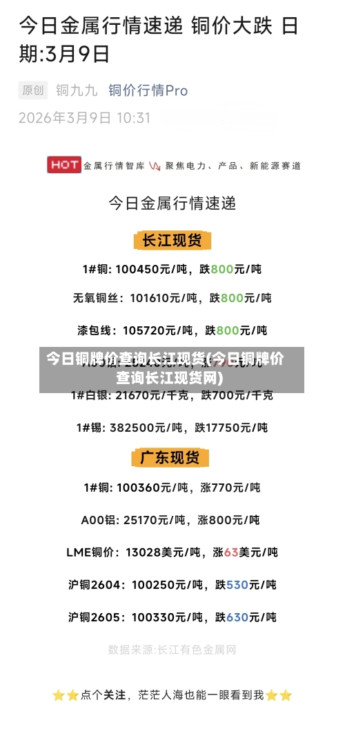 今日铜牌价查询长江现货(今日铜牌价查询长江现货网)