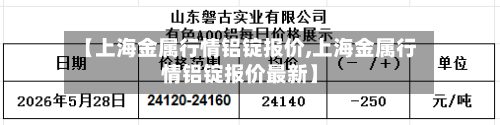 【上海金属行情铝锭报价,上海金属行情铝锭报价最新】