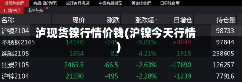 泸现货镍行情价钱(沪镍今天行情)