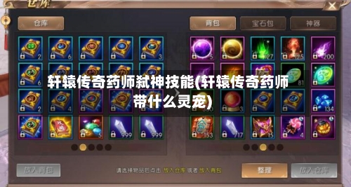 轩辕传奇药师弑神技能(轩辕传奇药师带什么灵宠)