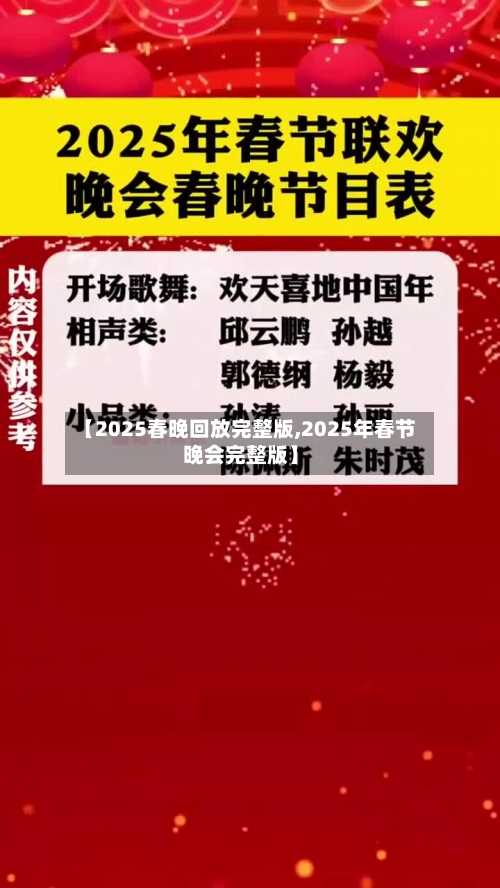 【2025春晚回放完整版,2025年春节晚会完整版】