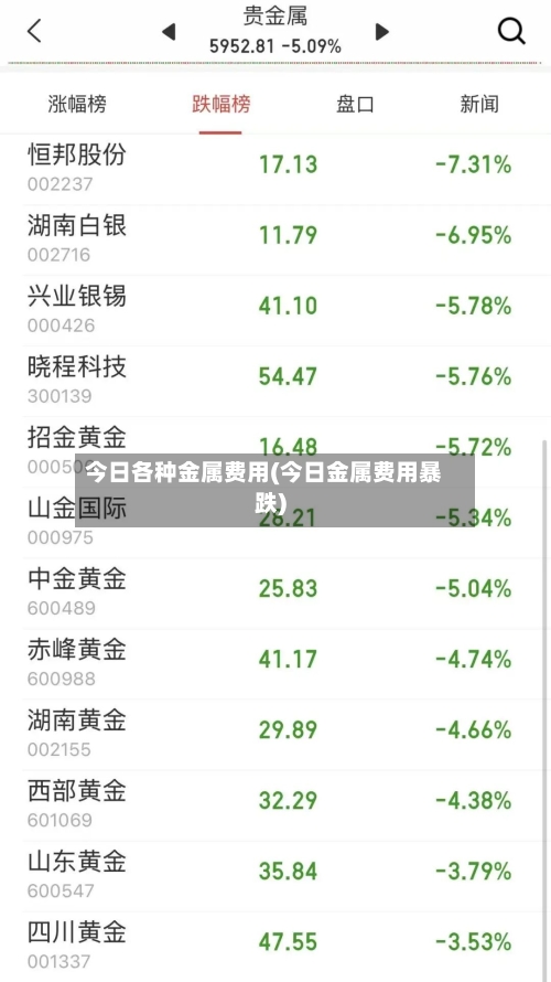 今日各种金属费用(今日金属费用暴跌)-第2张图片